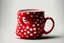 Placeholder: a sleeping female figure in steam over a red polka dot mug