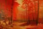 Placeholder: An orangish red autumn season woodland with falling leaves painted by Leonardo da Vinci