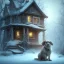 Placeholder: sad, scared, sad, lonely dog tied with a leash in front of a house, winter, 8k resolution, high-quality, fine-detail, intricate, digital art, detailed matte, volumetric lighting, illustration, 3D octane render, brian froud, howard lyon, selina french, anna dittmann, annie stokes, lisa parker, greg rutowski