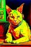 Placeholder: Portrait of a cat by Van Gogh