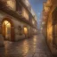 Placeholder: in an dark dirty underground city with many buildings pueblo, greek, and islamic architecture
