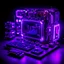 Placeholder: computer components, cyberpunk style, purple lighting black background