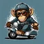 Placeholder: Monkey riding on a scooter making a wheelie with sunglasses on, cartoonize, logo