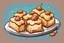 Placeholder: deep fried cheesecake bites, clean vector style, bold outline