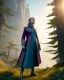 Placeholder: beautiful illustration of a young plum merryl streep, julianne morre, in the mountains, in the style viktor klint and moebius, rim light, vibrant moody colors, plain background, soft lighting, unreal engine