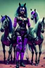 Placeholder: full figure hi tech colombian cyber punk mafia on Ceres with some joker wild horses