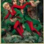 Placeholder: two elves. woman and man. Christmas scene. poster. marvel comic. low-key