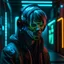 Placeholder: Boy, headphones, neon, front face, cyberpunk, mask