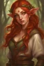 Placeholder: portrait, dungeons and dragons, elf, charming, luscious, redhead, druid