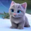 Placeholder: Adorable gray kitten with blue eyes looking confused