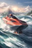 Placeholder: anime, fast, massive speed boat, no people,