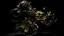 Placeholder: create a 4k image of a small hybrid sculpture that is a mix of an exotic flower and Xenomorph, intricate detail, long dragontail-like shapes, the sculpture floats in black space