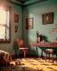 Placeholder: Room scene with simple hair monster, Wes Anderson style, realistic photo, sweet, concept art, smooth, unreal engine 5, god lights, ray tracing, RTX, lumen lighting, ultra detail, volumetric lighting, 3d.