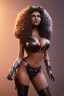 Placeholder: Pam Grier as evil queen in black leather, leather, busty, cleavage, angry, stern look. character design by cory loftis, fenghua zhong, ryohei hase, ismail inceoglu and ruan jia. unreal engine 5, artistic lighting, highly detailed, photorealistic, fantasy