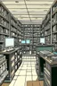 Placeholder: The library is serviced by state-of-the-art computers, book search. Expression. High-quality drawing, 8K