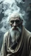 Placeholder: An old man all white form formed from white smoke