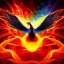 Placeholder: numeric artwork portrait of a Phoenix, very symetric, halo of fire, space background, very beautiful very detailed, hyper intricate, very magnificent, mystical rendering, hdr, 8k, sunlight, autumn colours, perfect angle, perfect color, perfect symetrical, octane effect rendering, great angle photography, cinema 4d