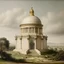 Placeholder: A white cloudy temple on a peak designed in ancient Egyptian pottery painted by Peter Carl Faberge