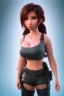 Placeholder: full body shot, hitomi tanaka body, lara croft face, masterpiece, best quality, family of three, sparkling eyes, fluorescent skin, colorful makeup, hip hop , highly detailed body, afrofuturism, scifi, sun light, 4K, RAW, depth of field, high contrast, realistic details, 24mm