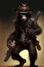 Placeholder: dark bounty hunter monkey cowboy with 2 pistols