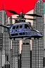 Placeholder: punisher sku;; city car helicopter chase in the style of Hiroshi Nagai