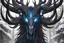 Placeholder: Venom Shadow symbiote in 8k realistic anime drawing style, Deer skull, non-eyes, blue neon crystal Antlers, dark fantasy snow forest, intricate details, highly detailed, high details, detailed portrait, masterpiece,ultra detailed, ultra quality