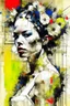 Placeholder: portrait of a beautiful bride by Russ Mills and Alberto Seveso, background with Mondrian effect