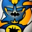 Placeholder: In a futuristic art gallery, a digital artwork of the iconic Batman symbol catches the eye of all who pass by. The symbol is rendered in bold, vibrant colors and intricate details, creating a striking visual impact that is perfect for merchandise such as t-shirts and mugs. The symbol is depicted in a 3D holographic projection, giving it a futuristic and dynamic appearance. The symbol floats in a sea of neon hues and holographic projections, adding to the futuristic aesthetic of the piece. This d