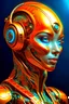 Placeholder: scifi fantasy illustration beautiful robot, in the style of realistic hyper-detailed portraits, dark white and orange, classicist portraiture, dark gold and aquamarine, realist detail, hard edge, technological marvels --ar 68:128 --stylize 750 --v 5. 2