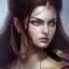 Placeholder: Portrait, Woman, heroic fantasy, 20 years old, dark-skinned, indian, wavy black hair