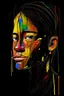 Placeholder: in abstract art Basquiat, Picasso, colorful acrylic colors representing, with expressive character--ar 16:9 --no text letter font. –c 40, Buffet and Picasso style, black background