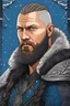 Placeholder: Ragnar Lothbrok in 8k cartoon artstyle, blue eyes, Bald, beard, tattoos, winter, close picture, highly detailed, high details, detailed portrait, masterpiece,ultra detailed, ultra quality