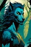 Placeholder: create a wildly conceptual closeup full body print illustration of a female Lycan huntress with highly detailed hair and feminine facial features, in an ethereal, otherworldly ,ancient Spring forest , in the comic book art style of Bill Sienkiewicz, Mike Mignola, Sparth, Maxfield Parrish, and Jean Giraud Moebius, finely textured, drawn, colored, and inked, suffused with dramatic natural light and shadow of sunset