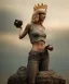 Placeholder: Statue of Queen of photography. Cute blonde woman. Photographer in golden crown. Standing on the street. Big camera in her hand. hyperdetailed, photorealistic, trending on artstation, greg rutkowski, beksinski, kodachrome