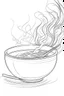 Placeholder: Outline art for coloring page, A JAPANESE CHAWAN TEACUP. A SHORT LIT JOINT. WHISPS OF SMOKE, coloring page, white background, Sketch style, only use outline, clean line art, white background, no shadows, no shading, no color, clear