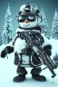 Placeholder: Snow man like a cyborg,with sunglasses,with gun,detail,textures,cinematic