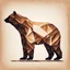 Placeholder: silhouette of a brown bear, letterpress style 2d lowpoly lookalike, minimalistic high contrast pencil art