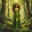 Placeholder: create an oil and watercolor full body portrait of a forest dryad enchantress , with highly detailed, sharply lined facial features, in the deep forest of Brokilon , finely inked, in rustic colors, 4k in the style of Maxfield Parrish