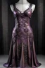 Placeholder: A long dark mauve leather dress with lace inspired by fractals in nature.