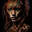 Placeholder: candy leopard, portrayed with the intricate facial features and extremely detailed pupils characteristic of Stefan Gesell's style, blended with the elongated forms and dramatic chiaroscuro reminiscent of El Greco, conveyed through a light painting technique with push processing, incorporating holographic elements for a dreamy, vibrant effect, soft skin texture, clarity achieved, supporting a perfect composition, cinematic atmosphere, delicate detail