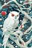 Placeholder: James Jean style illustration of a white owl in a tree