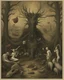 Placeholder: Create a dark fairy tale scene titled "Whispers of the Enchanted Forest," inspired by the fictional narrative of 'The Manifatso Chronicles'. This story centers around a mythical conflict where meat eaters, driven by a manifesto called the Manifatso, are trying to oust vegans from a mystical land. The artistic depiction draws on the distinctive styles of Hieronymus Bosch, Salvador Dalí, Gustave Doré, Tim Burton, Caspar David Friedrich, William Blake, René Magritte, Alphonse Mucha, John Martin, Ma