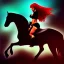 Placeholder: ultra detailed portrait of beautiful Red Sonja Riding a Black Horse and wearing a bikini plate armor, extremely detailed digital painting, extremely detailed face, in the style of Ken Kelly and A.J. Manzanedo ,mystical colors, rim light, beautiful lighting, 8 k, stunning scene, raytracing