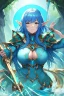 Placeholder: cleric, Elf woman, Teal armor, Blue Hair, Sulune, Spear, hot, priestess, Kind, pale