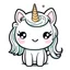 Placeholder: create a cute kawaii unicorn illustration black outlined with white background and clear line art