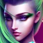 Placeholder: portrait of a beautiful girl with green hair