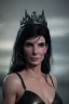 Placeholder: Young Sandra Bullock as evil queen in black leather gown, angry, busty, curvey, cleavage, unreal 5, octane render,cinema4d, dynamic lighting, dramatic lighting, 4k, redshift render, highly detailed, hyper realistic