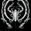 Placeholder: Scorpion zodiac sign, illustration, black background, by HR Gigger