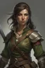 Placeholder: old large broad female half elf brown hair fighter