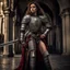 Placeholder: Behold the powerful alluring and pretty portuguese knight woman, her body adorned with the traditional knight armor, HDR, beautifully shot, hyperrealistic, sharp focus, 64 megapixels, perfect composition, high contrast, cinematic, atmospheric, moody